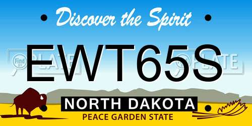 EWT65S North Dakota License Plate