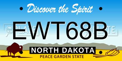 EWT68B North Dakota License Plate