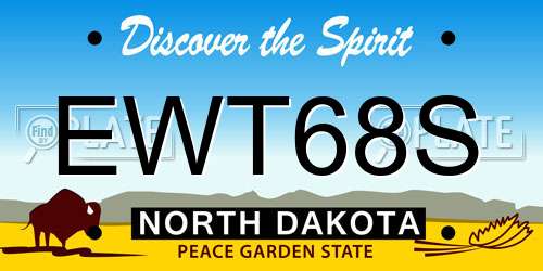 EWT68S North Dakota License Plate