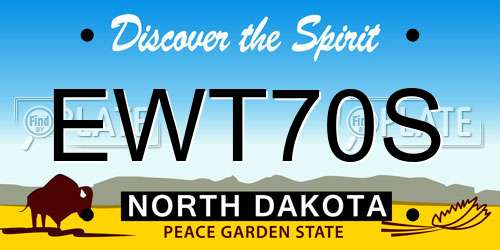 EWT70S North Dakota License Plate