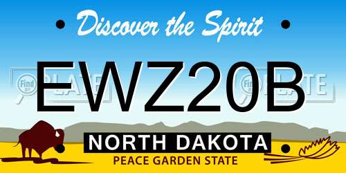 EWZ20B North Dakota License Plate
