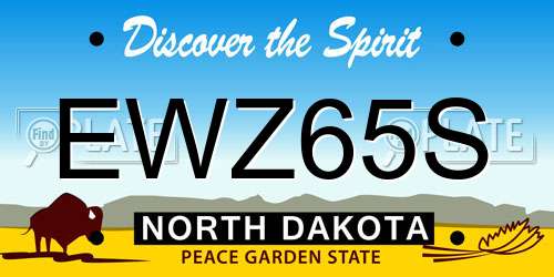 EWZ65S North Dakota License Plate