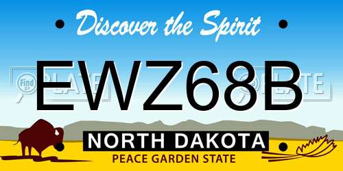 EWZ68B North Dakota License Plate