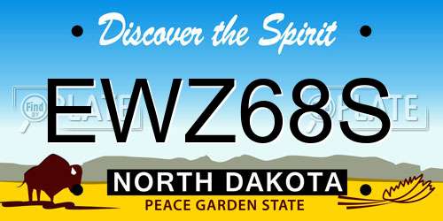 EWZ68S North Dakota License Plate