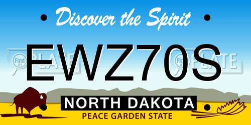 EWZ70S North Dakota License Plate