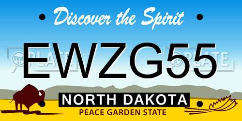 EWZG55 North Dakota License Plate