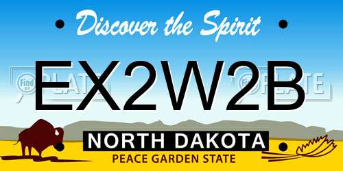 EX2W2B North Dakota License Plate