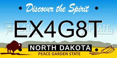 EX4G8T North Dakota License Plate