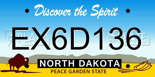 EX6D136 North Dakota License Plate