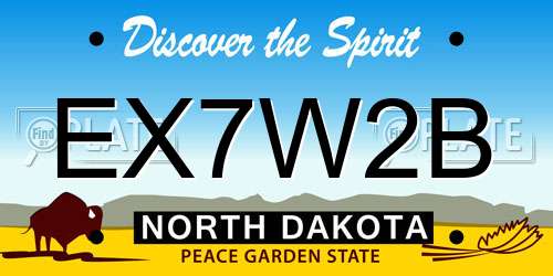 EX7W2B North Dakota License Plate