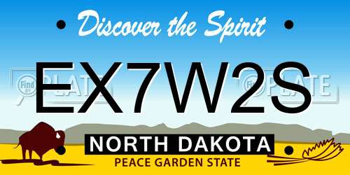 EX7W2S North Dakota License Plate