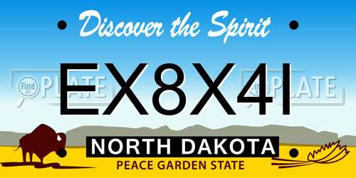 EX8X4I North Dakota License Plate