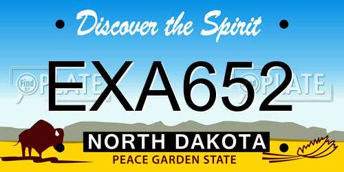 EXA652 North Dakota License Plate