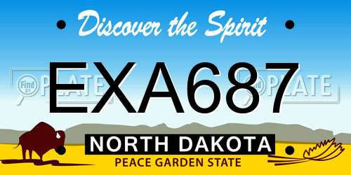 EXA687 North Dakota License Plate