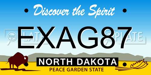 EXAG87 North Dakota License Plate