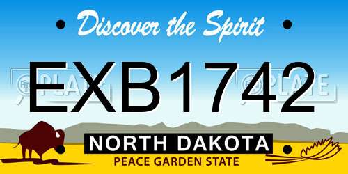 EXB1742 North Dakota License Plate