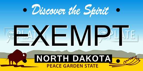 EXEMPT North Dakota License Plate