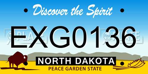 EXG0136 North Dakota License Plate