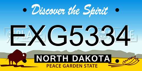 EXG5334 North Dakota License Plate