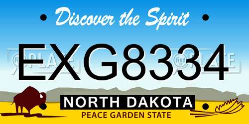 EXG8334 North Dakota License Plate