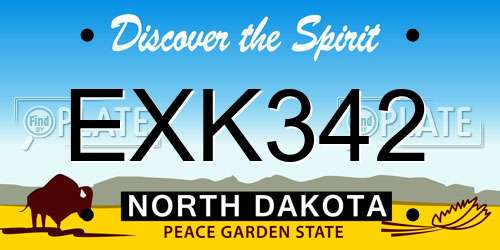 EXK342 North Dakota License Plate