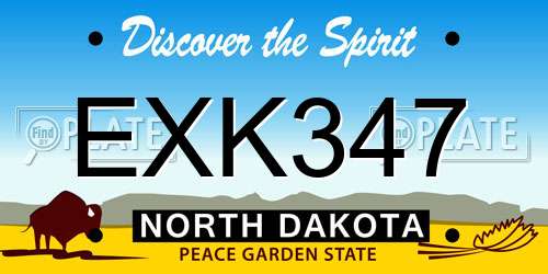 EXK347 North Dakota License Plate