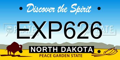 EXP626 North Dakota License Plate