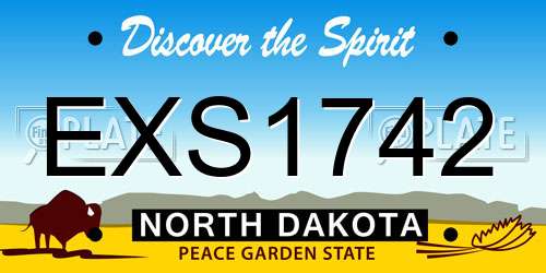 EXS1742 North Dakota License Plate