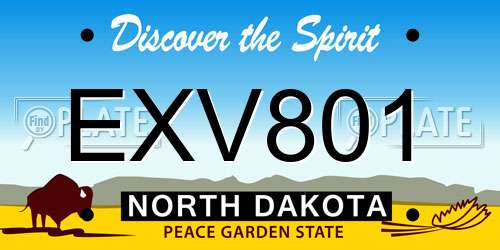 EXV801 North Dakota License Plate