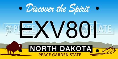 EXV80I North Dakota License Plate