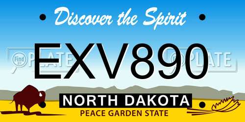 EXV890 North Dakota License Plate