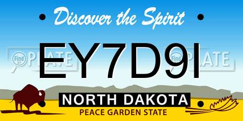 EY7D9I North Dakota License Plate