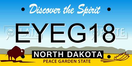EYEG18 North Dakota License Plate