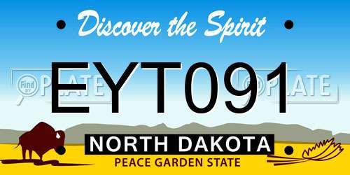 EYT091 North Dakota License Plate