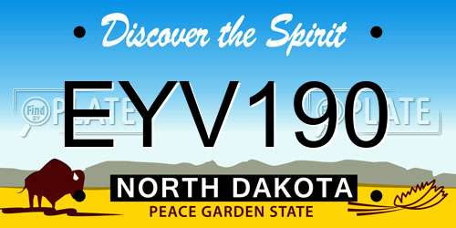 EYV190 North Dakota License Plate