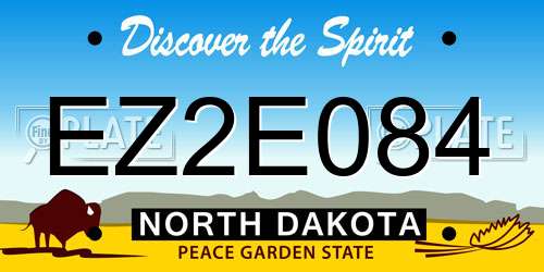 EZ2E084 North Dakota License Plate