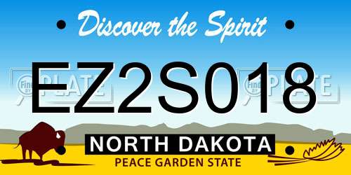 EZ2S018 North Dakota License Plate
