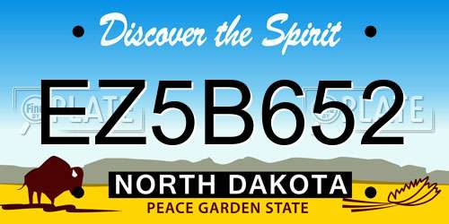 EZ5B652 North Dakota License Plate