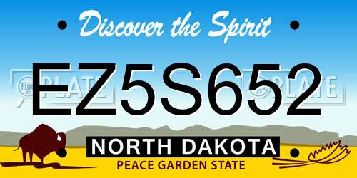 EZ5S652 North Dakota License Plate