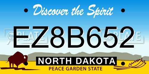 EZ8B652 North Dakota License Plate