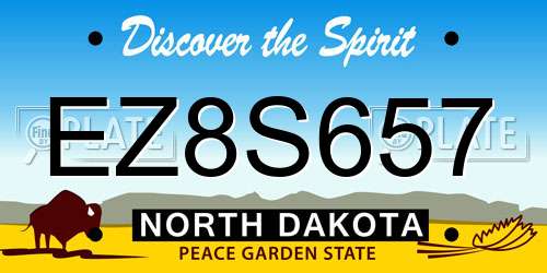 EZ8S657 North Dakota License Plate