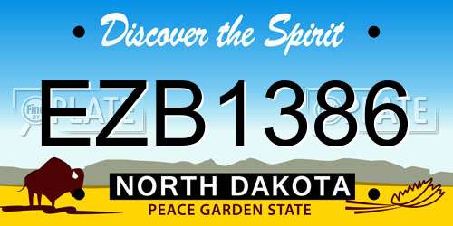 EZB1386 North Dakota License Plate