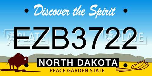 EZB3722 North Dakota License Plate