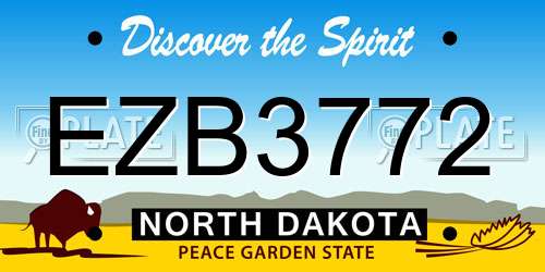 EZB3772 North Dakota License Plate