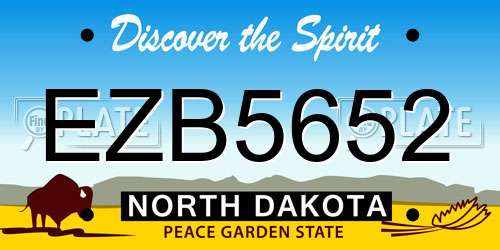 EZB5652 North Dakota License Plate