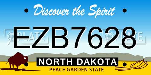 EZB7628 North Dakota License Plate