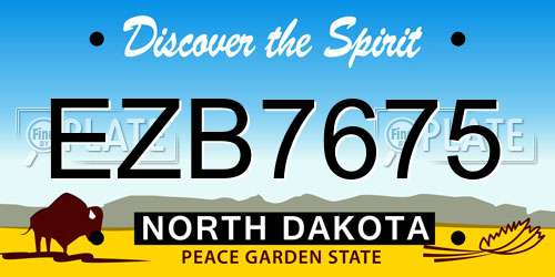 EZB7675 North Dakota License Plate