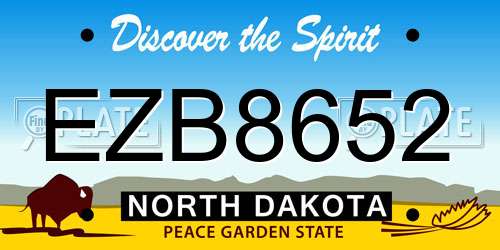 EZB8652 North Dakota License Plate
