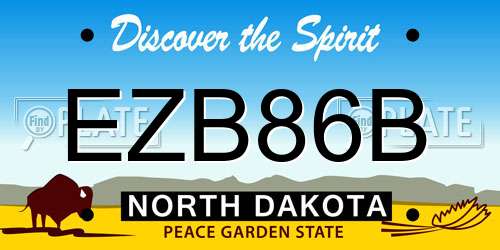 EZB86B North Dakota License Plate