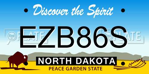 EZB86S North Dakota License Plate